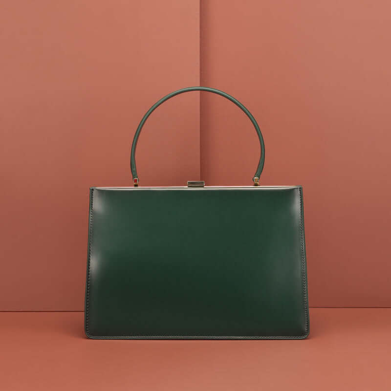 Green vintage leather handbag