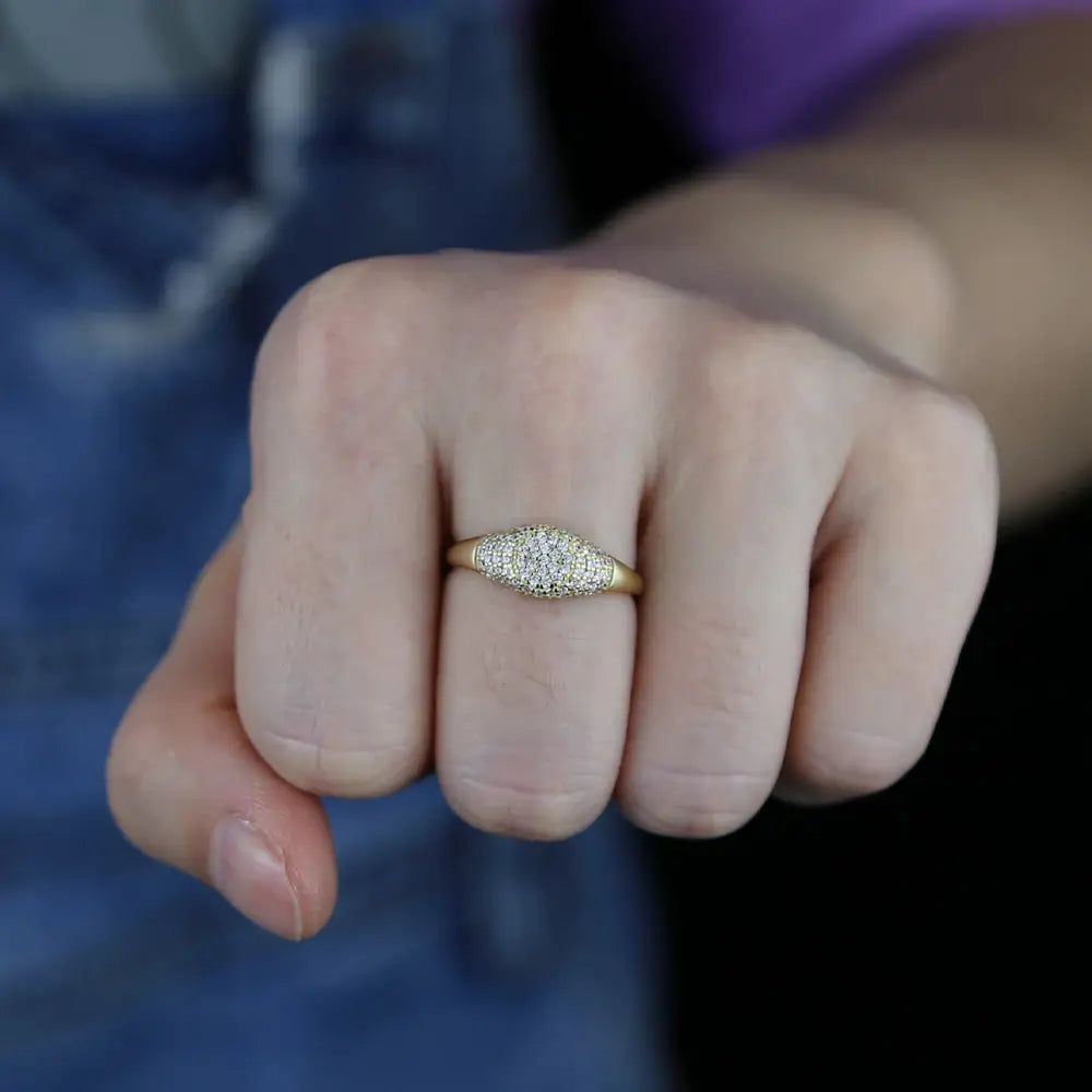 Gold Pave Diamond Dome Ring