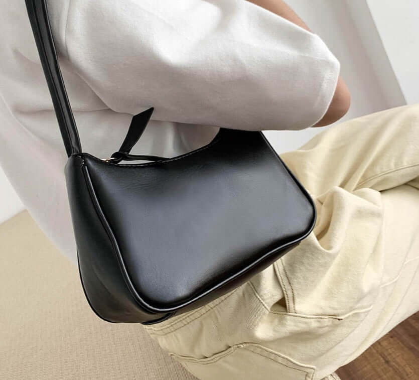 A black mini leather bag