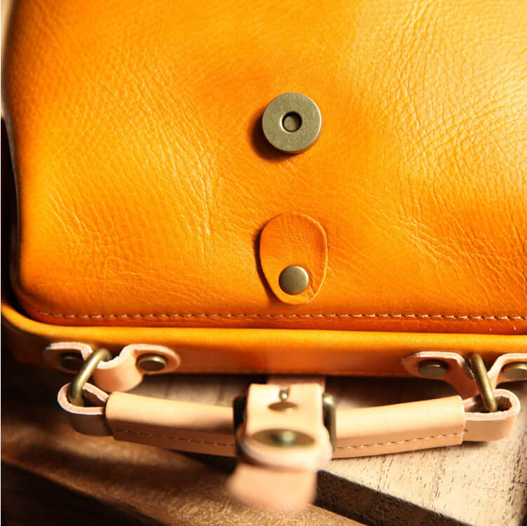 Yellow leather handbag