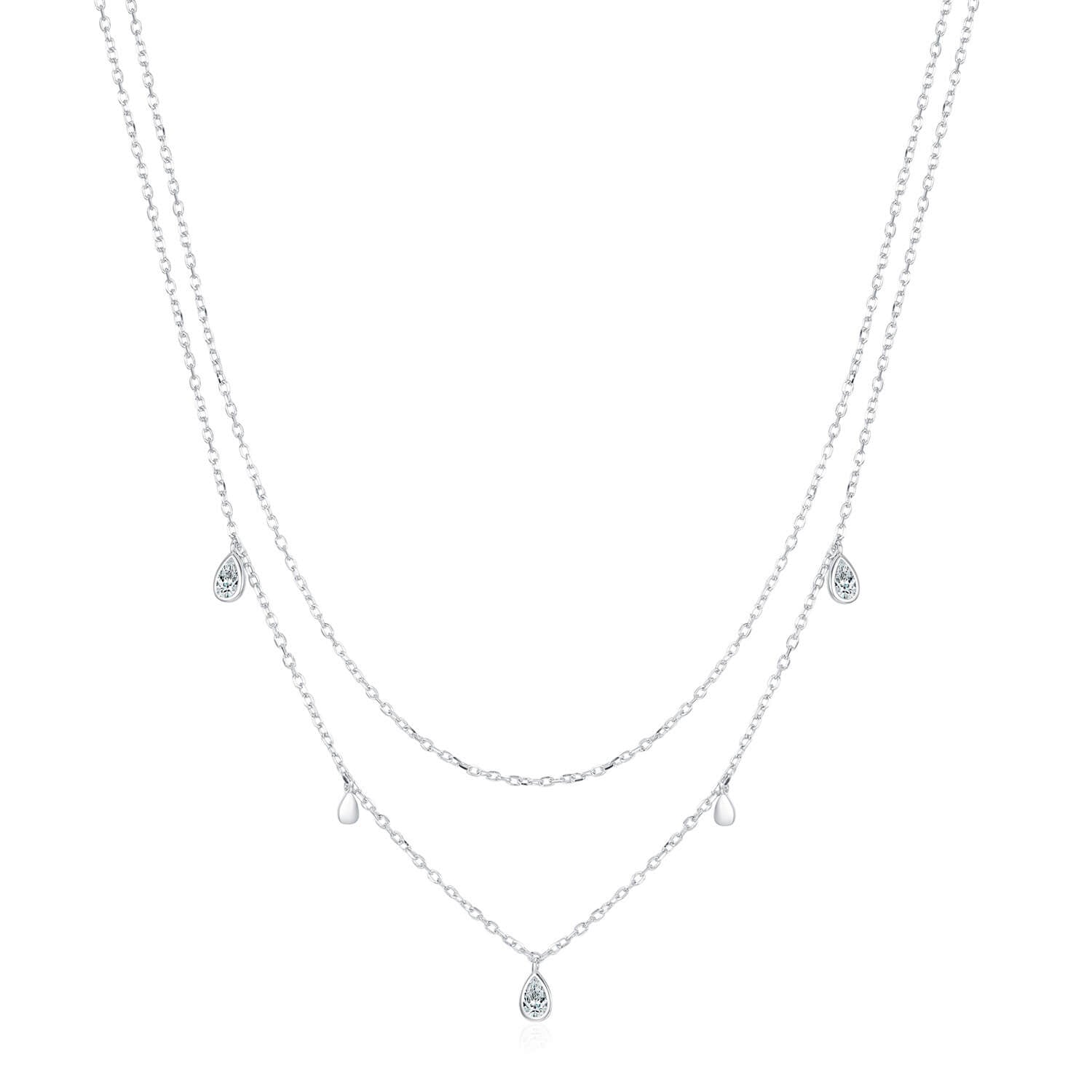 Silver Double Layered Water Droplet Necklace