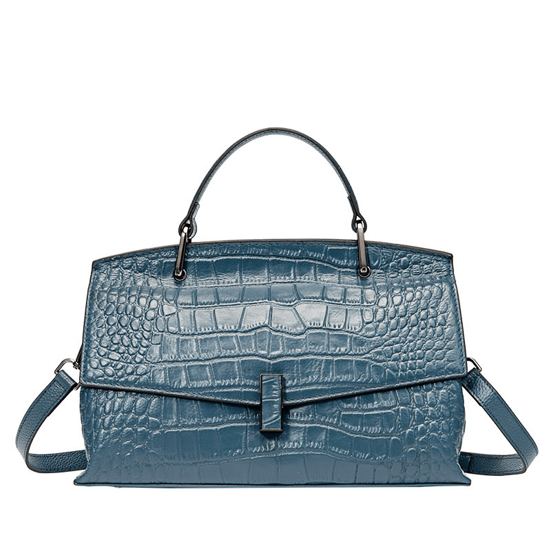 Blue leather shoulder bag