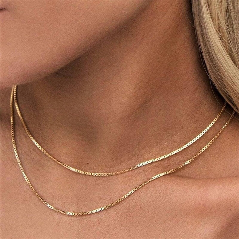 Gold Box Chain Necklace