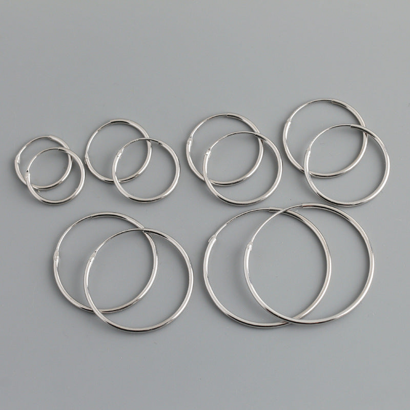 Silver Minimalist Thin Hoop Earrings