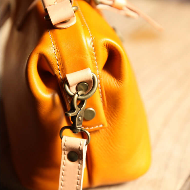 Yellow leather handbag