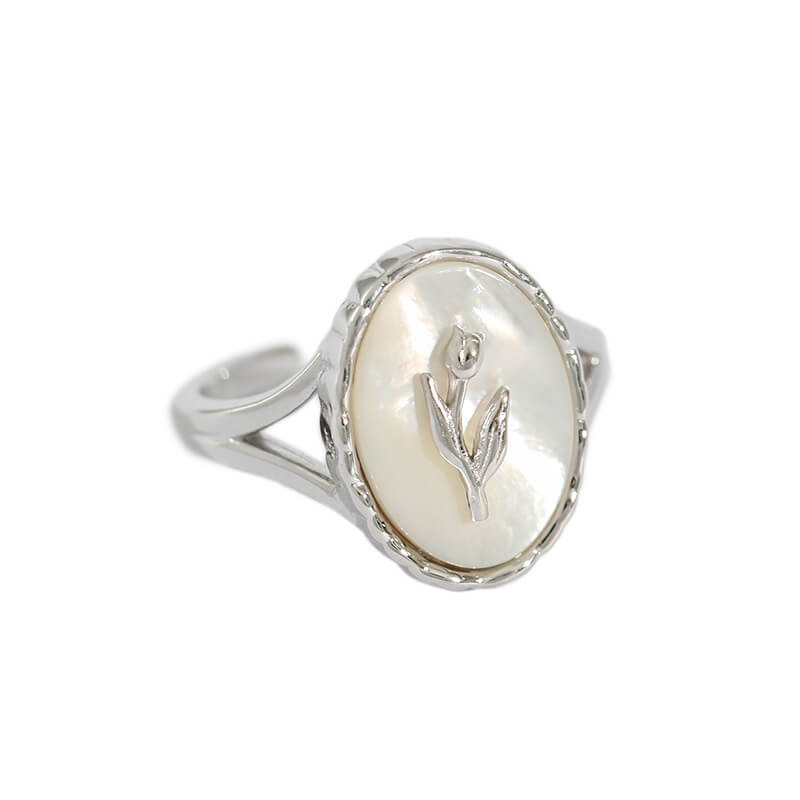 Rose signet ring silver