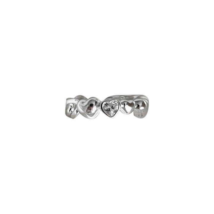 Silver Zircon Hearts Ring