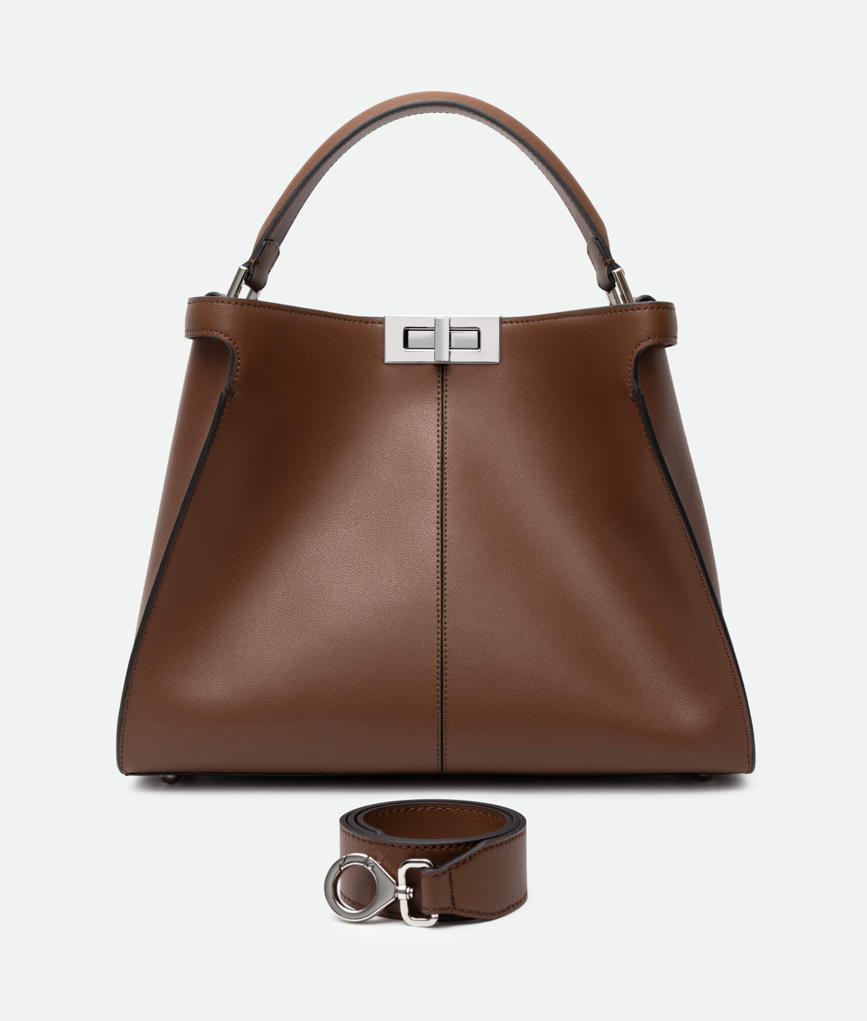 Brown leather bucket bag