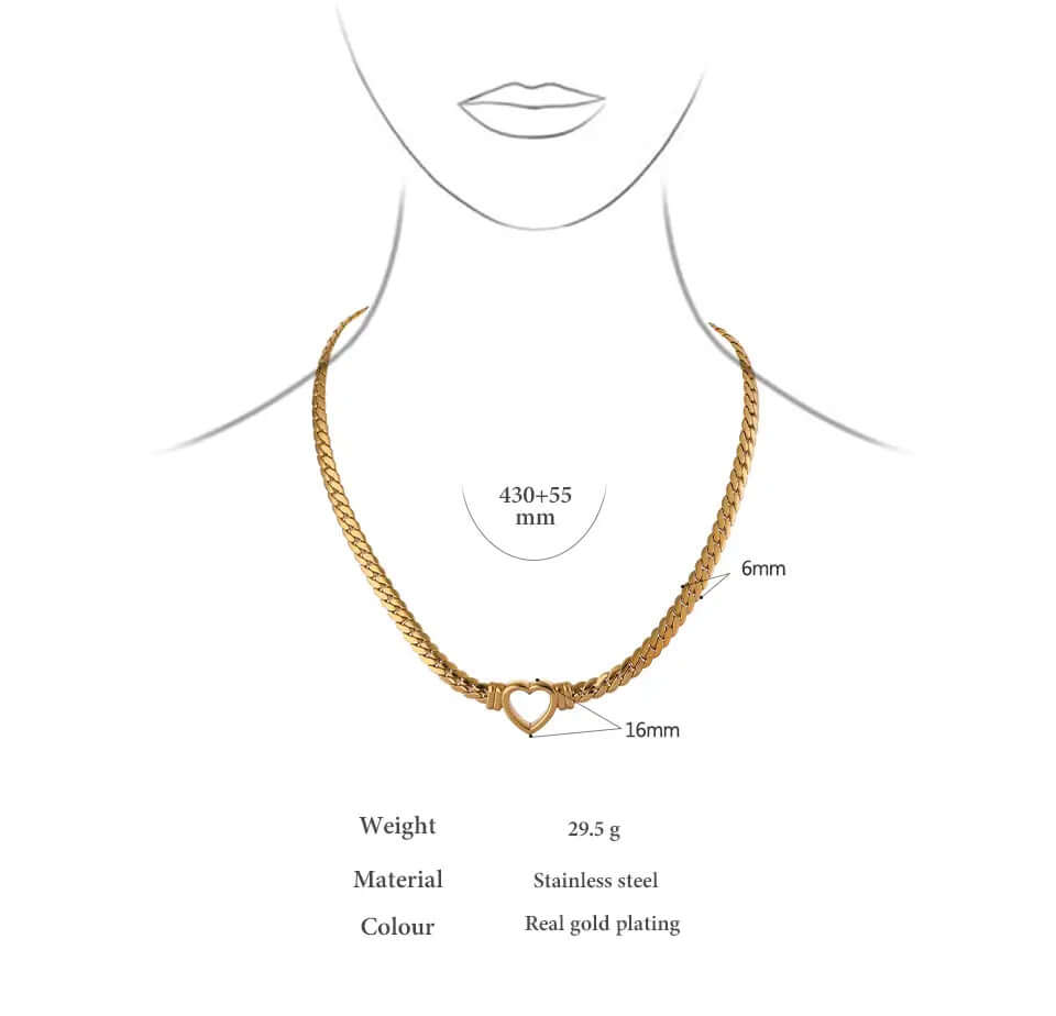 Gold figaro heart necklace measurements