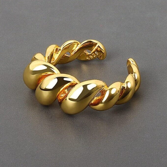 big twisted croissant ring gold