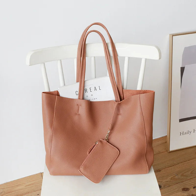 Valentina Perla Small tote in Biscuit, side view