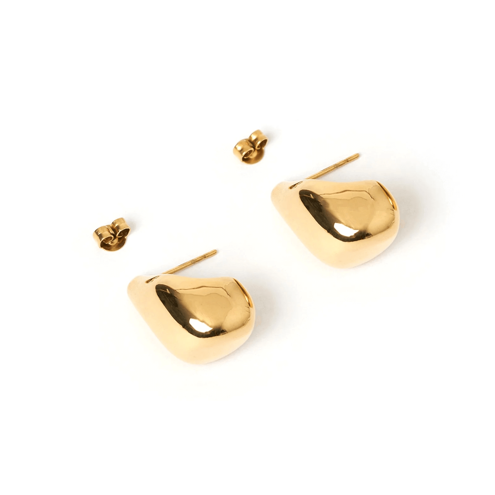 a pair of gold earrings