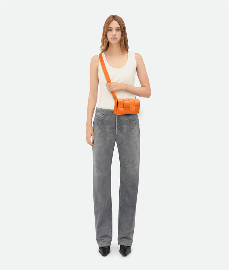 Mini Cassette Cross-Body Bag Orange On Model