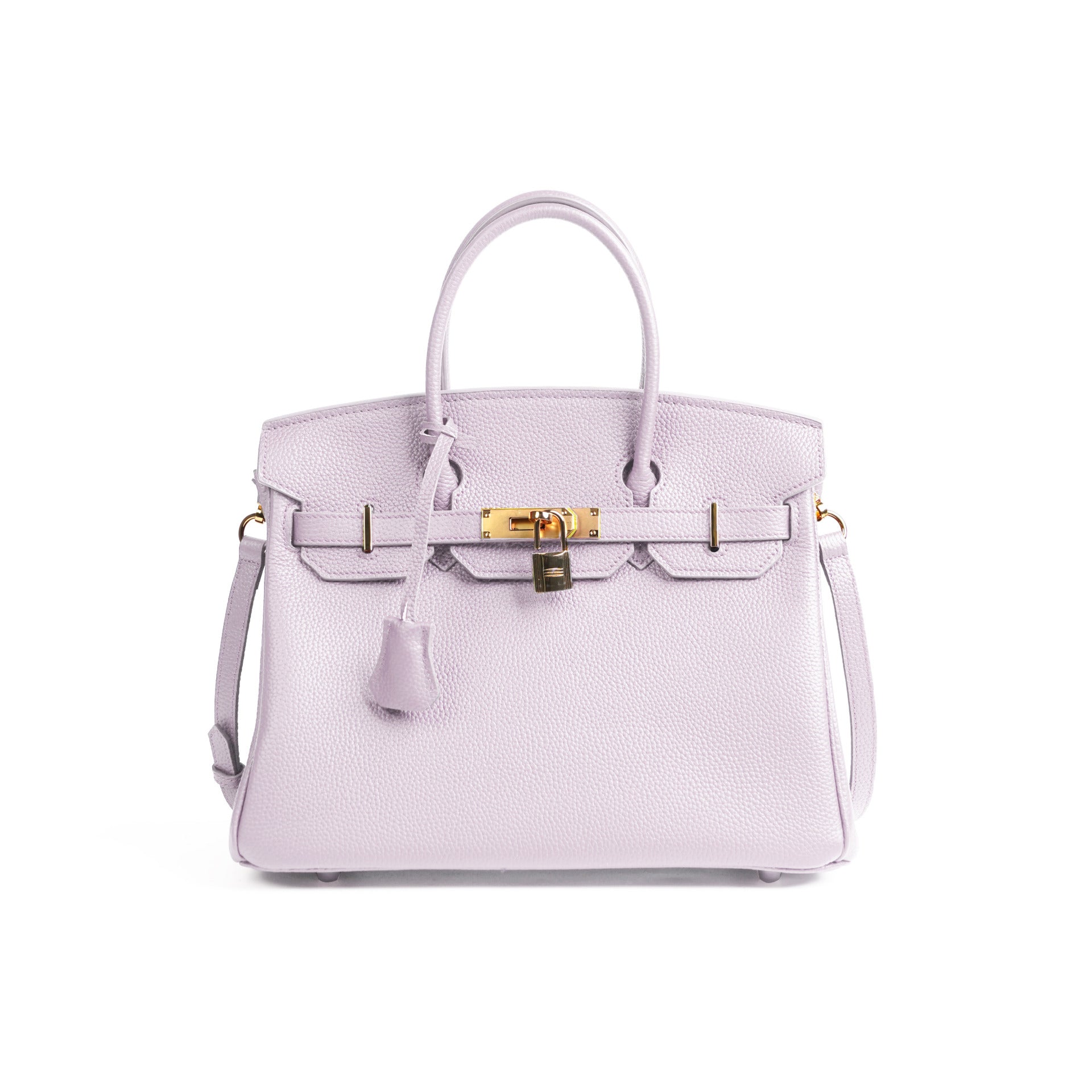 Purple handbag on a white background