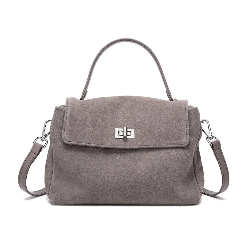 Valentina Nova suede shoulder bag in Grey