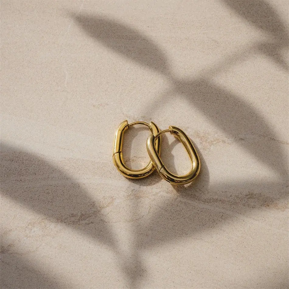 Rectangle Drop Hoops gold