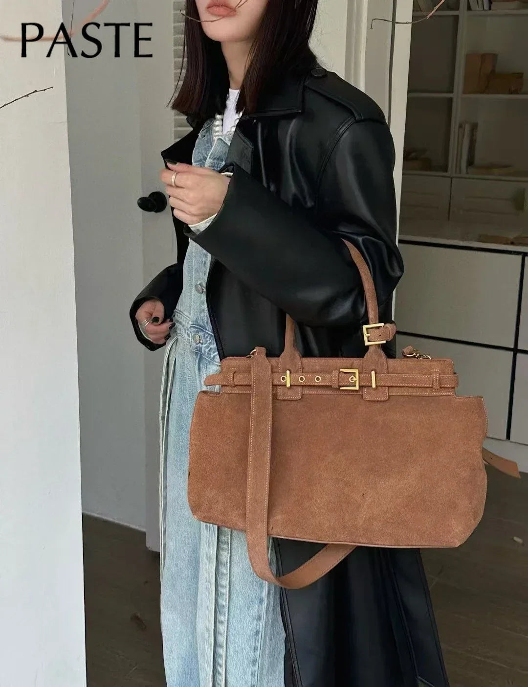 Valentina Spello top-handle bag in Camel
