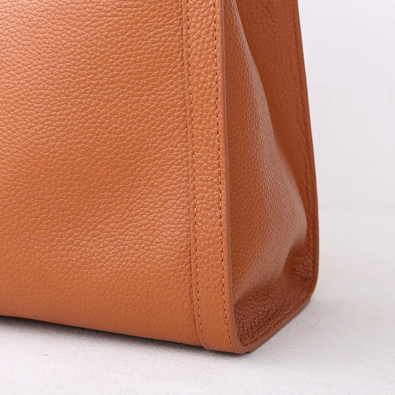 Valentina Positano bucket bag in Apricot, back view