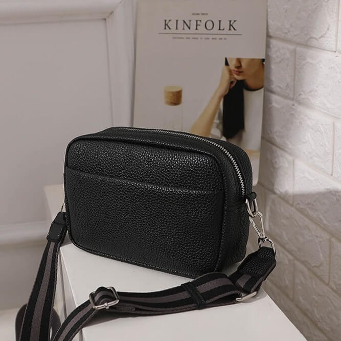 Wide Strap Crossbody Bag black