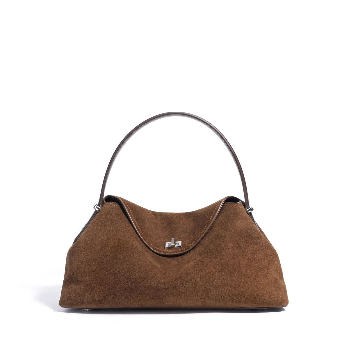 Valentina Bowler suede bowling bag in Espresso
