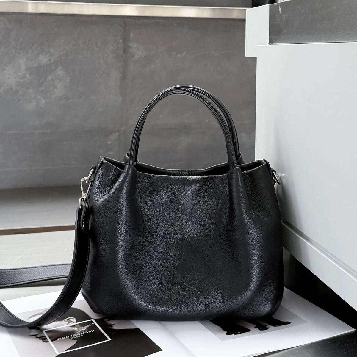 Valentina Tufo bucket bag in Black