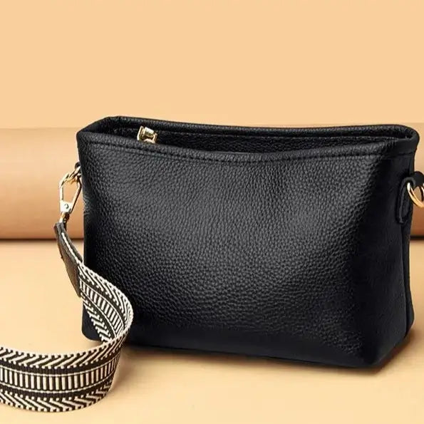 Black leather crossbody bag