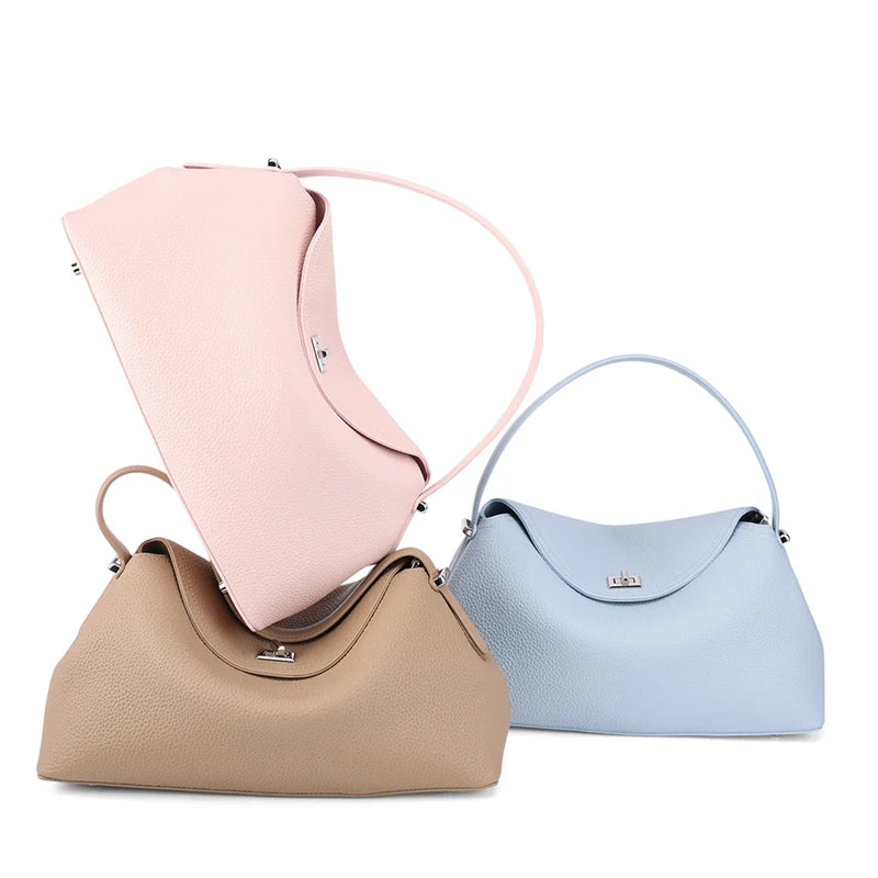 Valentina Como top-handle bag in Sky Blue, interior