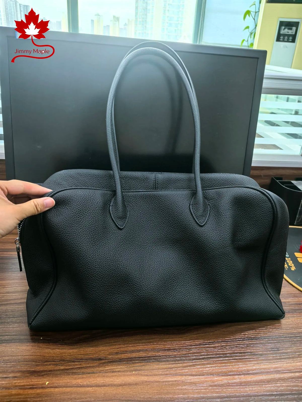Valentina Ora Small tote in Ebony, back view