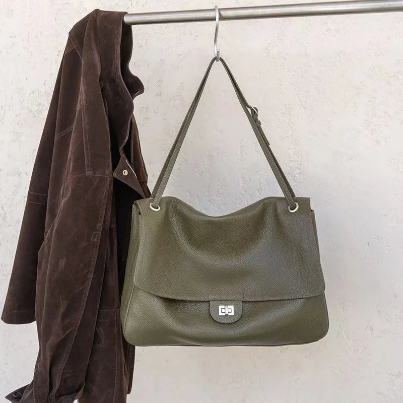 Valentina Brio Large tote in Army Green