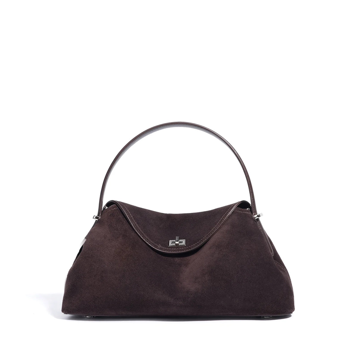 Valentina Bowler suede bowling bag in Coffee