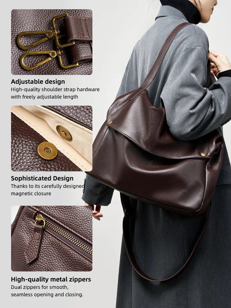 Valentina Vento tote in Coffee, worn