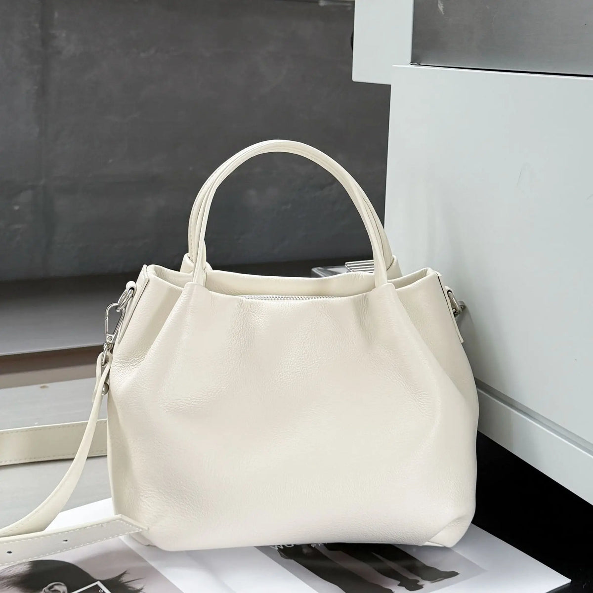 Valentina Tufo bucket bag in Ivory