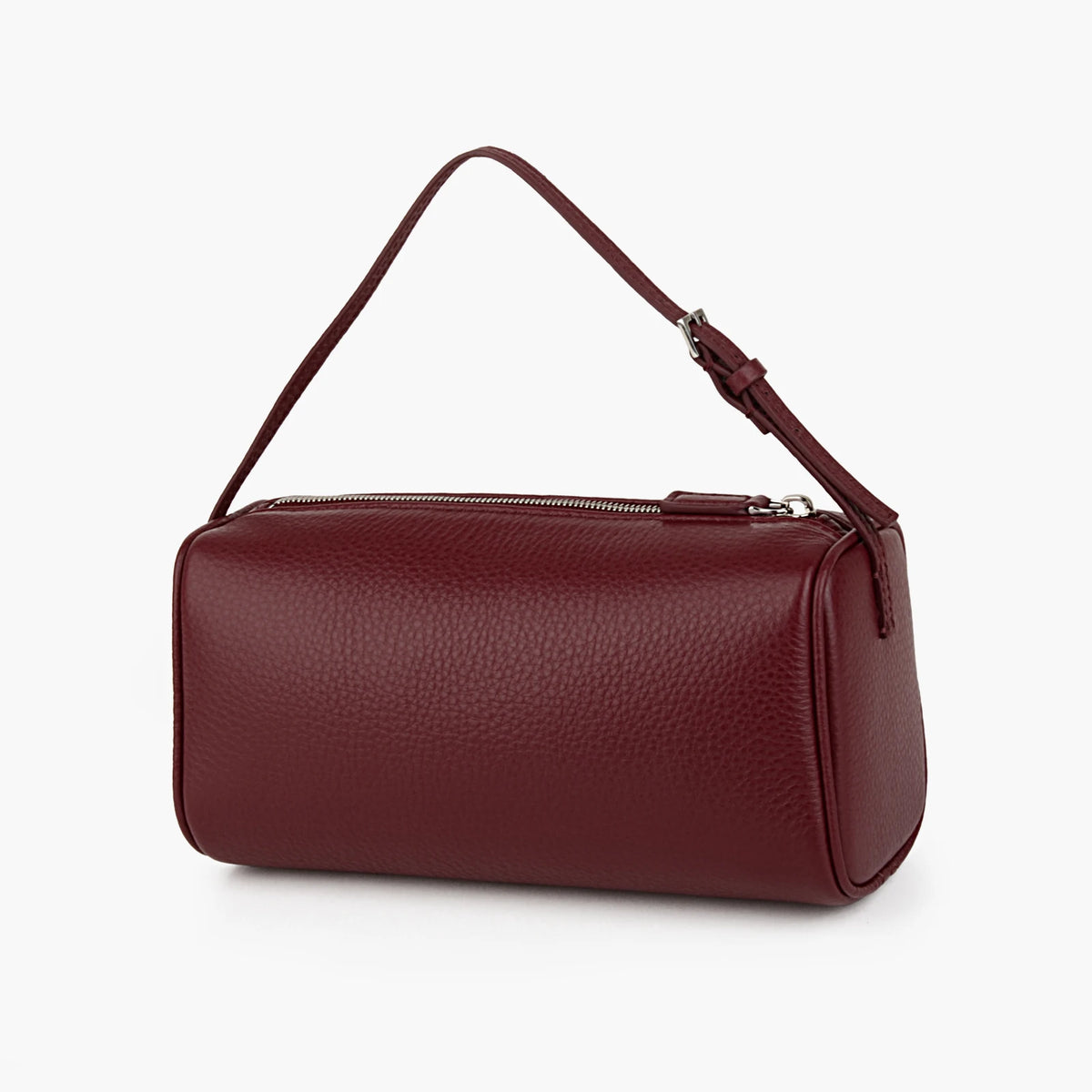 Valentina Roll mini leather barrel bag in Scarlet