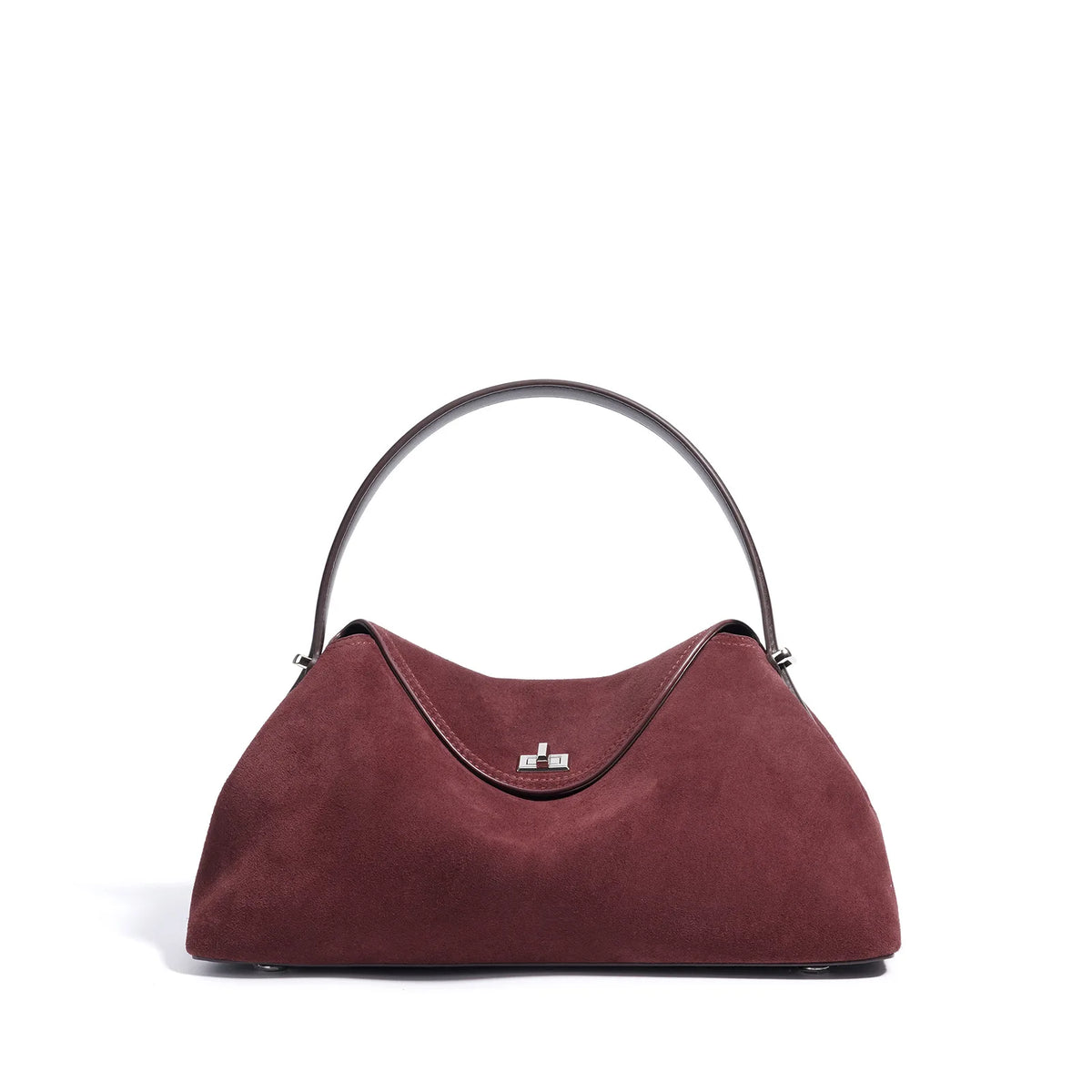 Valentina Bowler suede bowling bag in Bordeaux