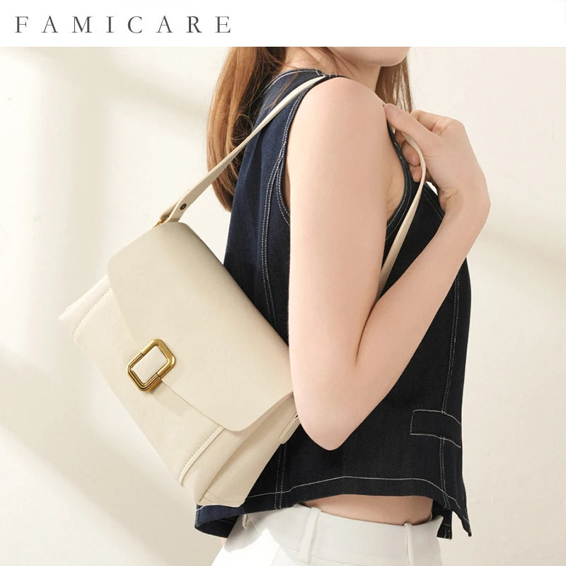 Valentina Creta shoulder bag in Ivory, front view