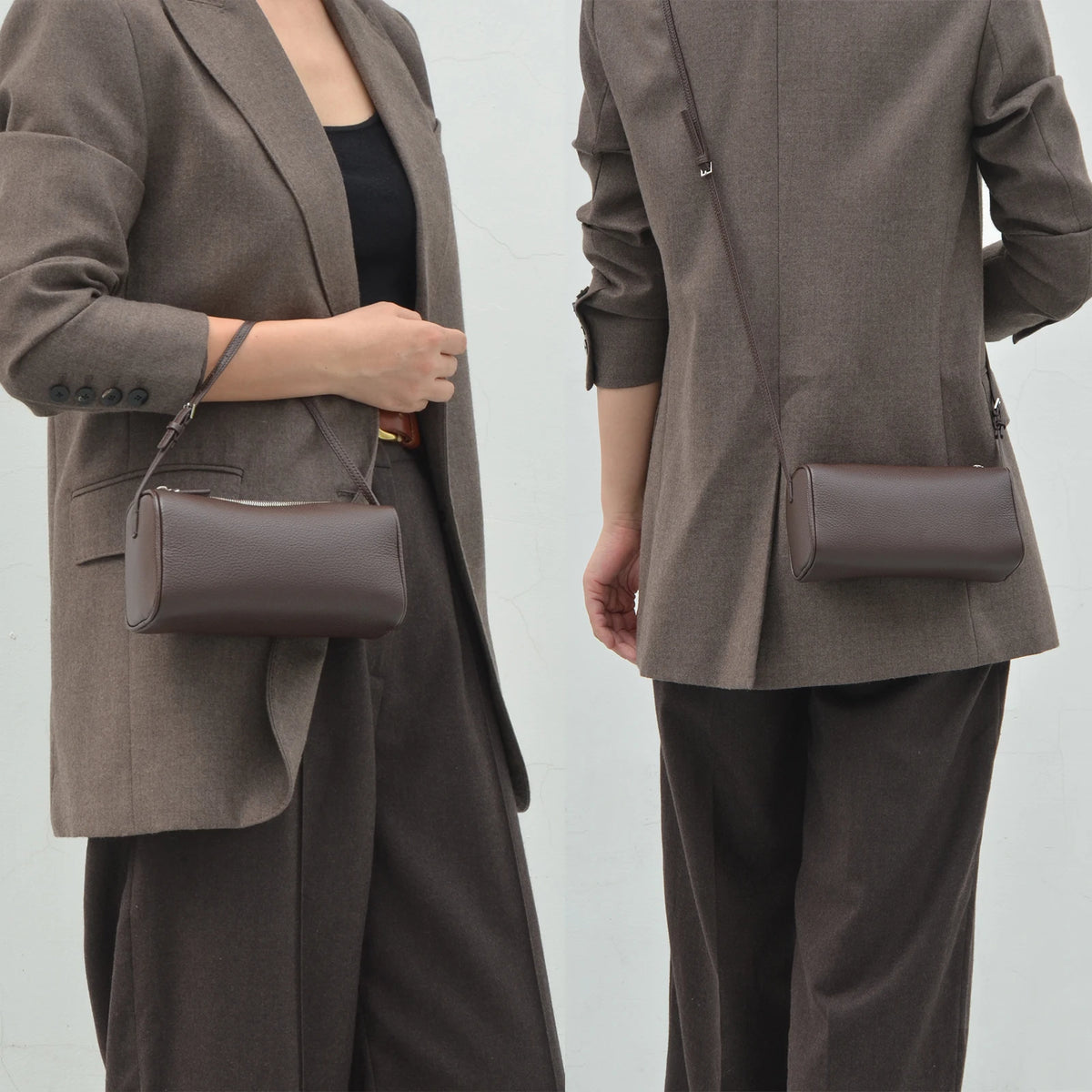 Valentina Roll mini leather barrel bag