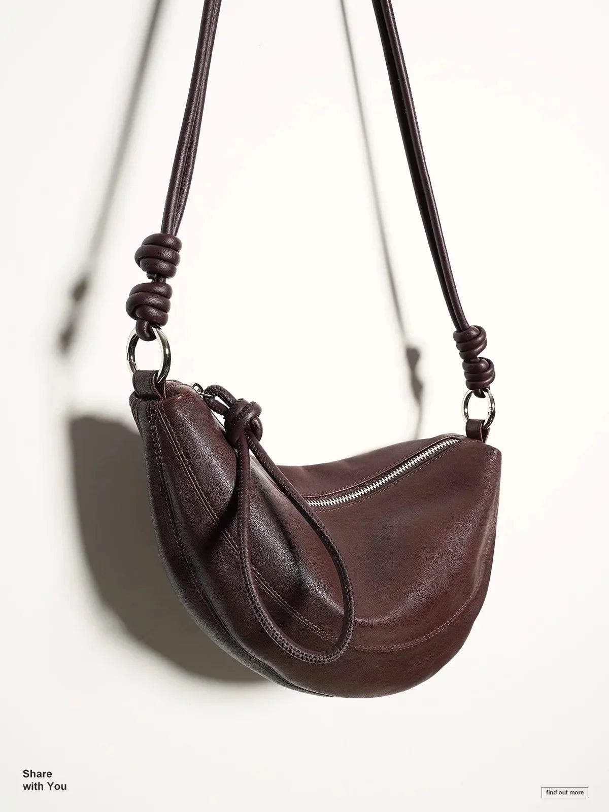 Valentina Bruma crescent bag in Mocha
