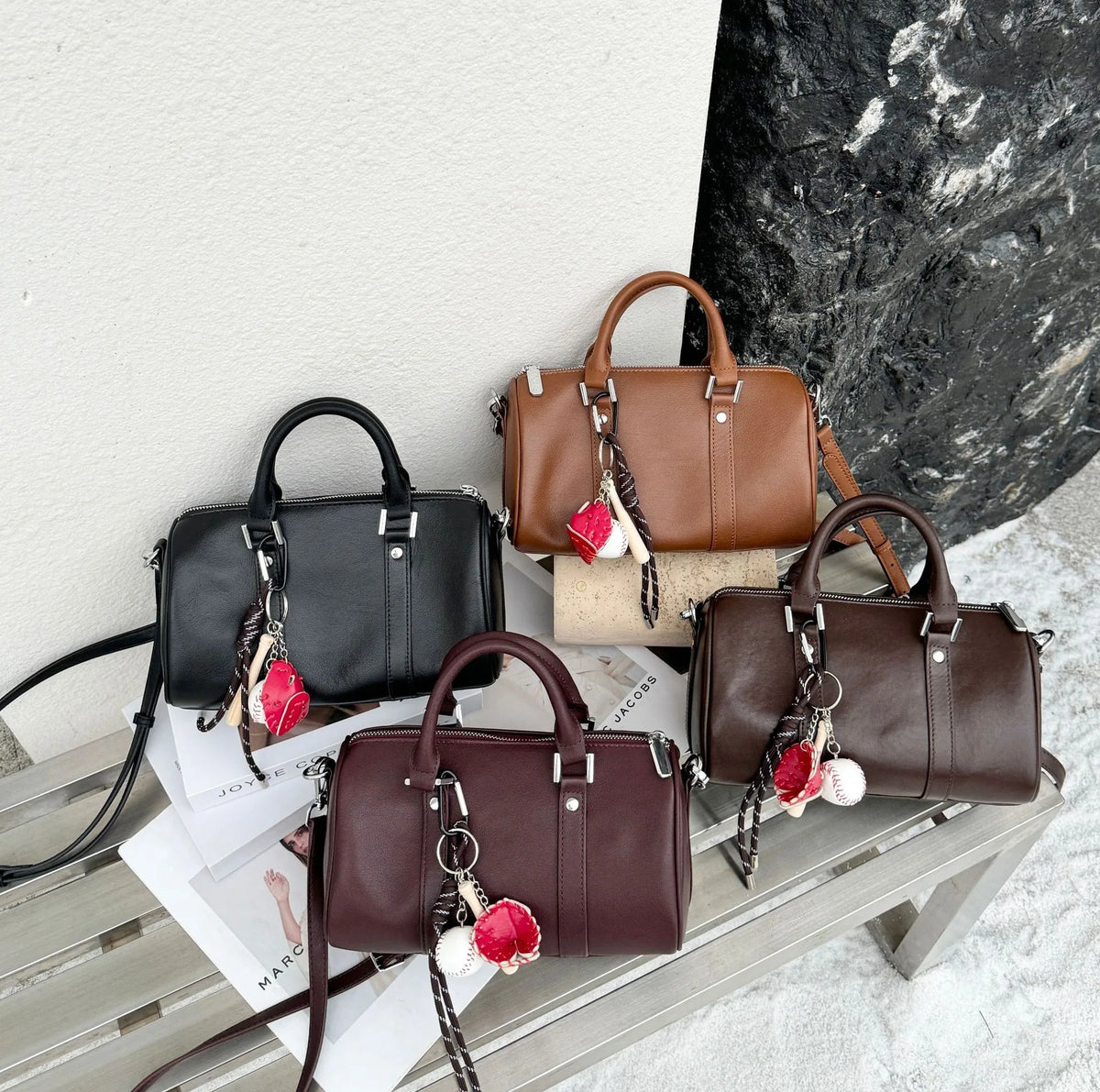 Valentina Miele bowling bag in Black, interior