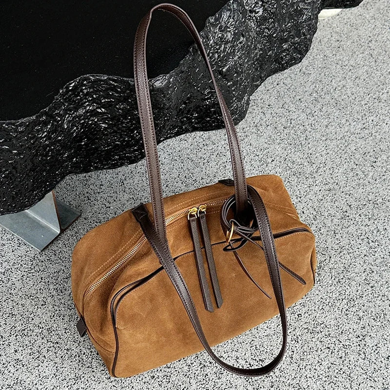 Valentina Haven oversized suede tote bag in Brown