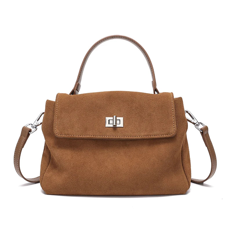 Valentina Nova suede shoulder bag in Brown