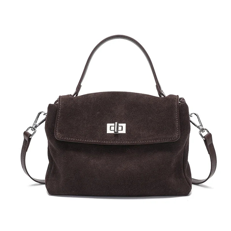Valentina Nova suede shoulder bag in Espresso