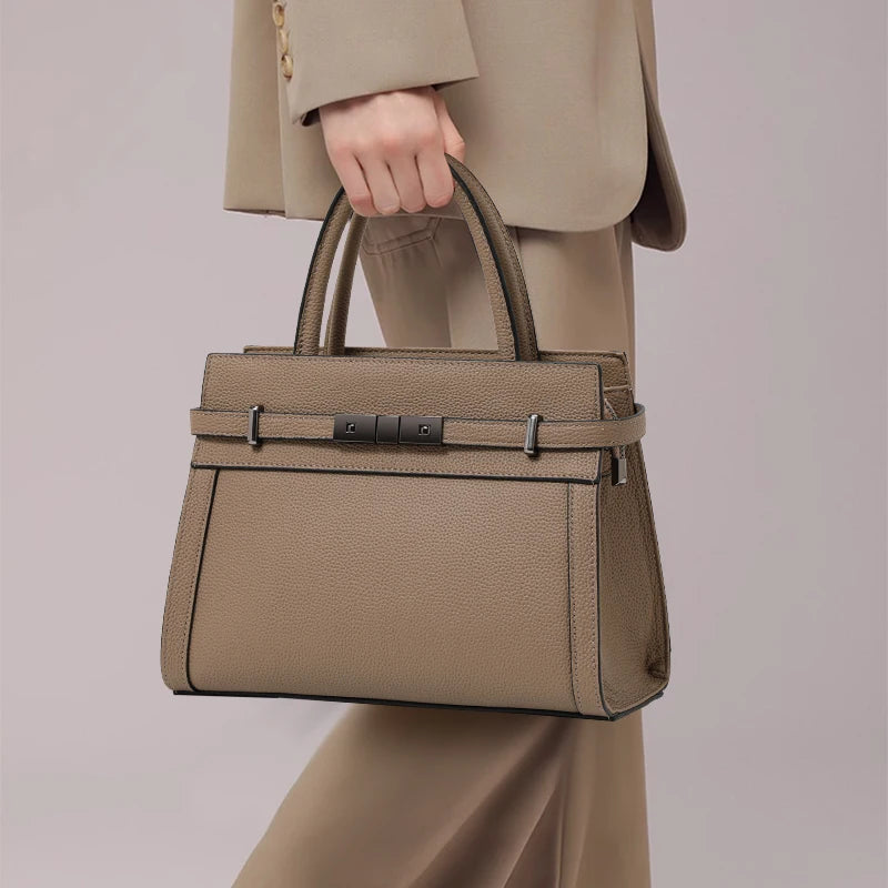 Valentina Taormina top-handle bag in Beige, front view