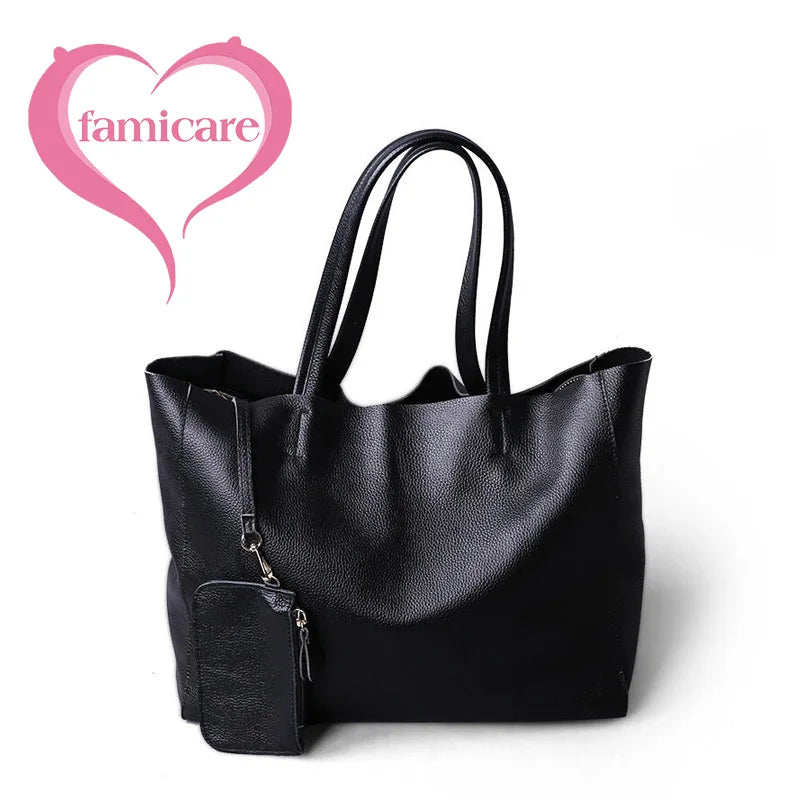 Valentina Lino tote in Biscuit, front view