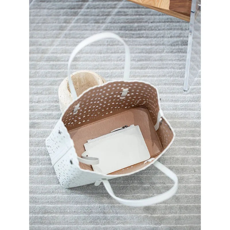 Valentina Urbino Medium tote in White, worn