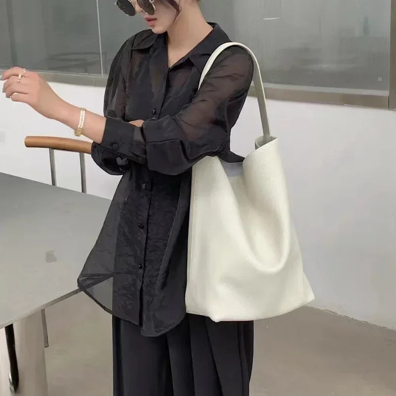 Valentina Tela Small bucket bag in Cream