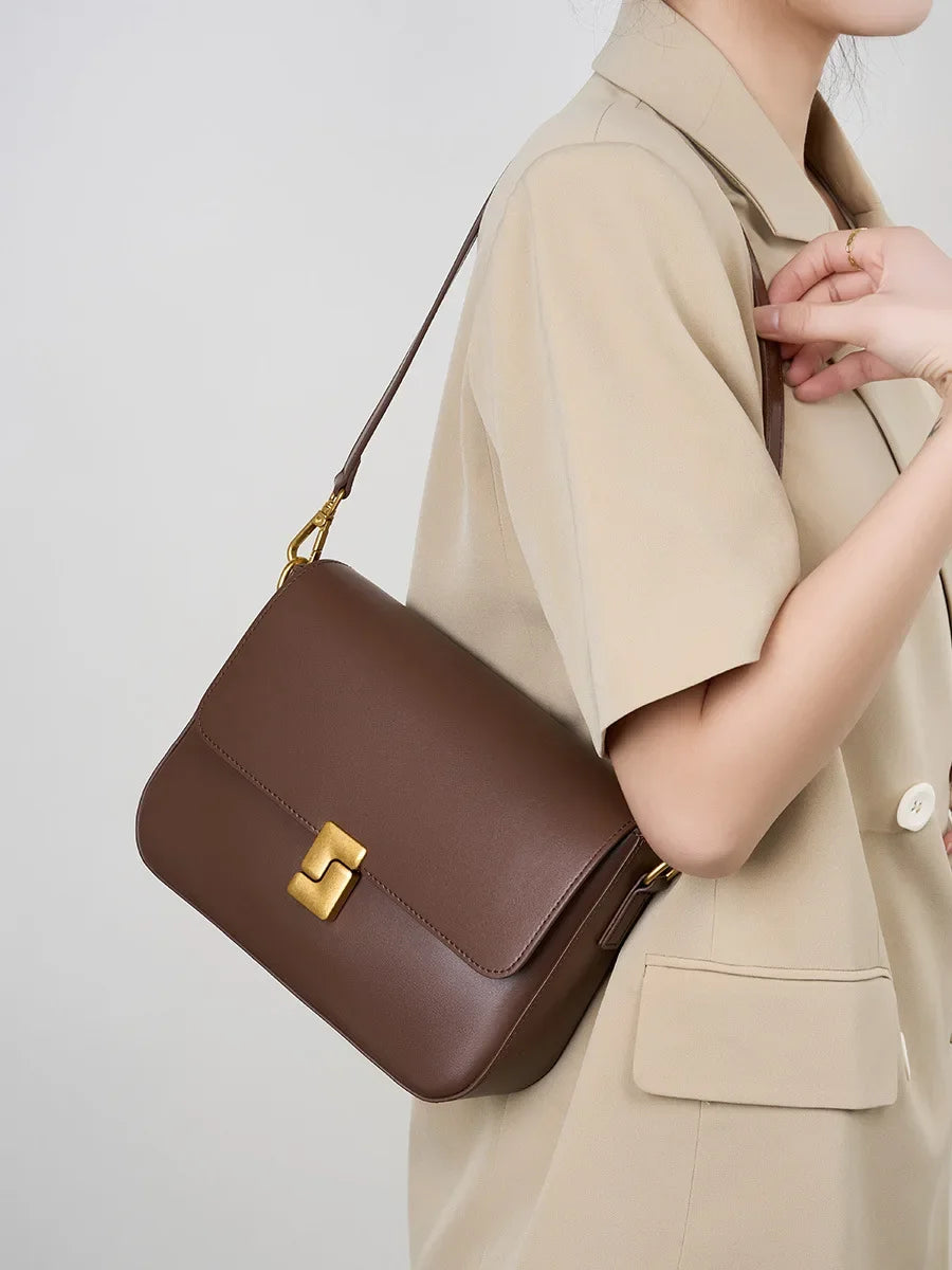 Valentina Monte crossbody bag in Coffee, front view