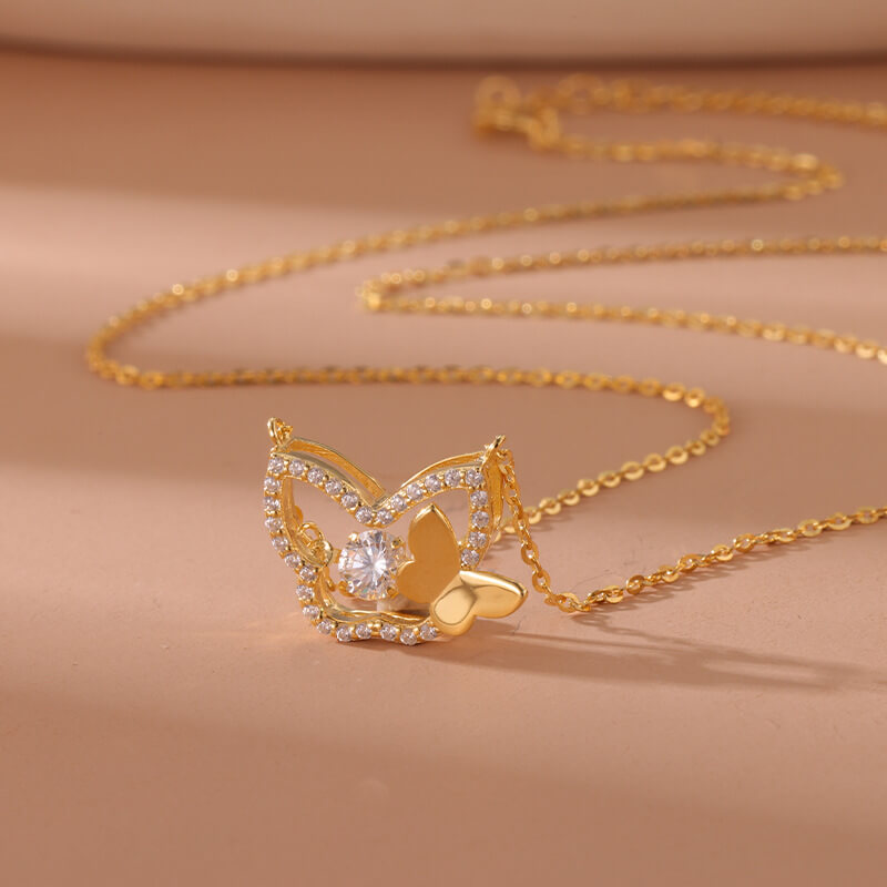 Gold chain necklace with butterfly pendant