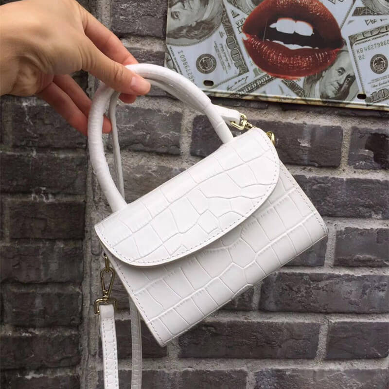 A white mini crossbody bag