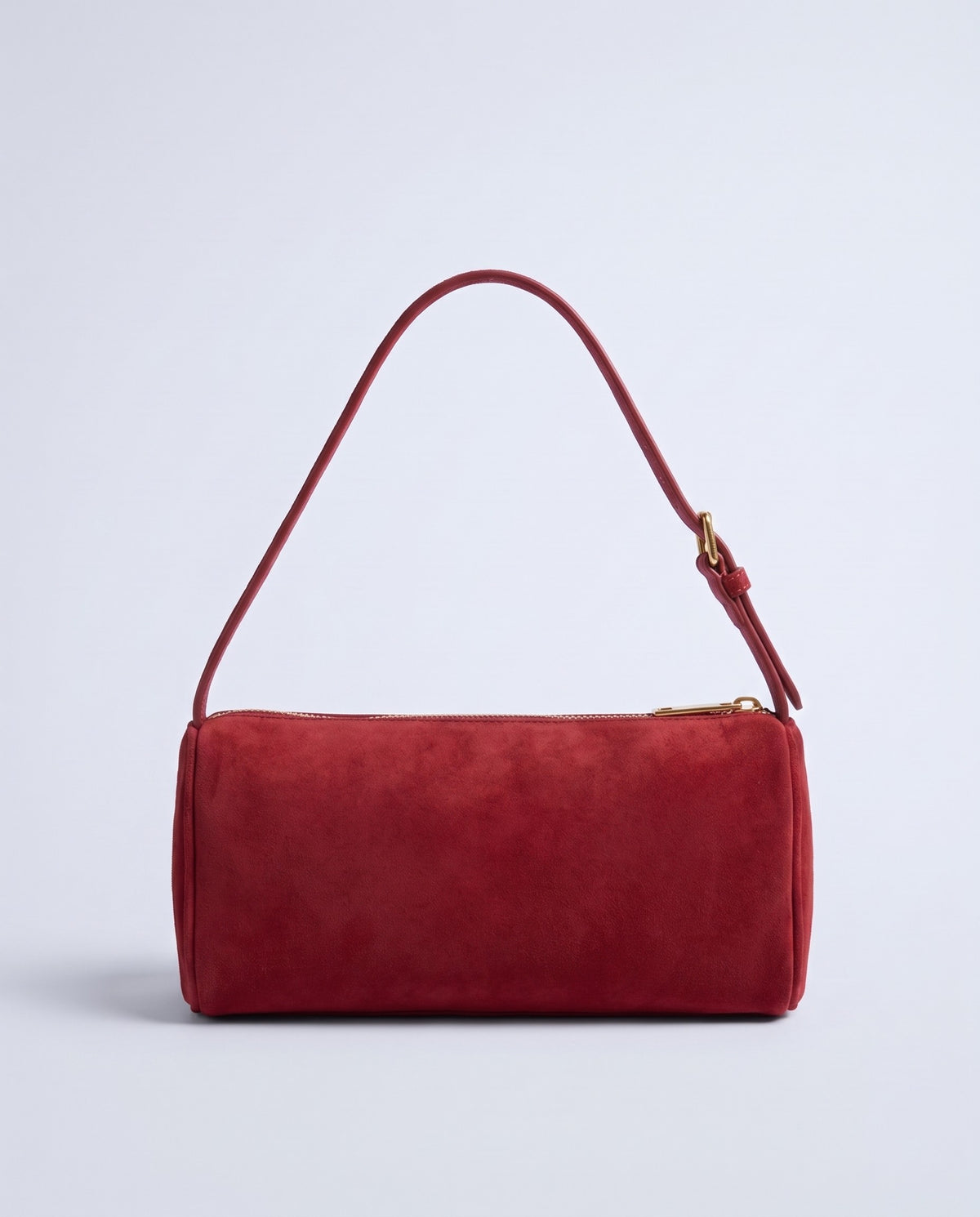 Alba barrel shoulder bag in Red suede – back view