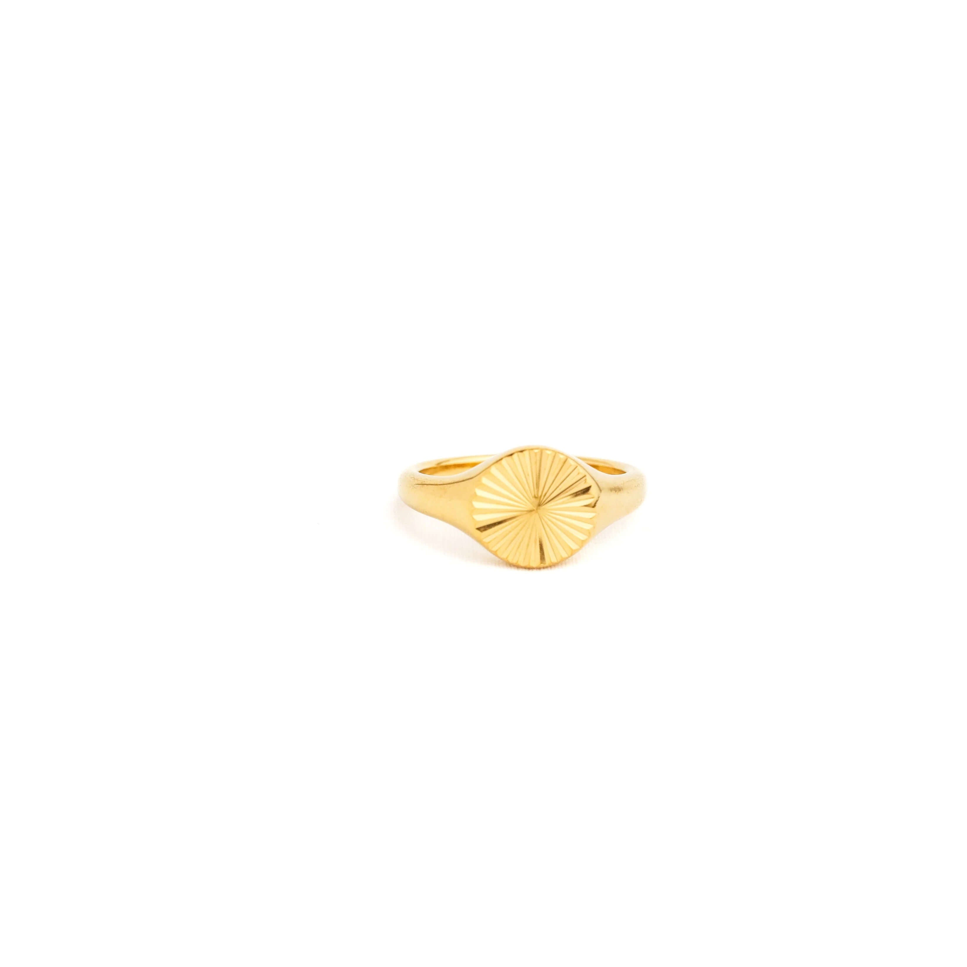 Gold sun signet ring